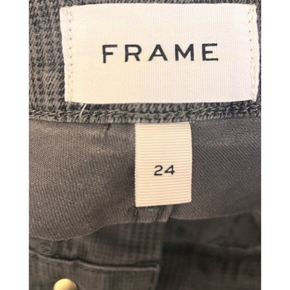 Frame Le Crop Mini Boot Pants Window Pane Plaid Womens Sz 24 Gray Bootcut Crop - Picture 6 of 8
